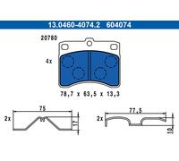 ATE 13.0460-4074.2 Kit pastiglie freno, Freno a disco per DAIHATSU,PIAGGIO