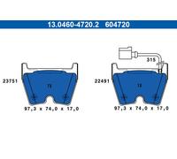 ATE 13.0460-4720.2 Kit pastiglie freno, Freno a disco per AUDI
