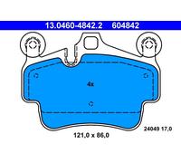 ATE 13.0460-4842.2 Kit pastiglie freno, Freno a disco per PORSCHE