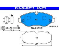 ATE 13.0460-4877.2 Kit pastiglie freno, Freno a disco per MERCEDES-BENZ,VW