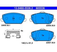 ATE 13.0460-5536.2 Kit pastiglie freno, Freno a disco per HYUNDAI