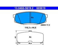 ATE 13.0460-5619.2 Kit pastiglie freno, Freno a disco per LEXUS,TOYOTA