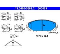 ATE 13.0460-5689.2 - Kit pastiglie freno asse anteriore 605689