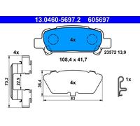 ATE 13.0460-5697.2 Kit pastiglie freno, Freno a disco per SUBARU
