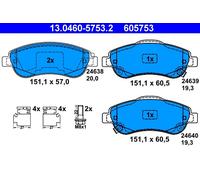 ATE 13.0460-5753.2 Kit pastiglie freno, Freno a disco per HONDA