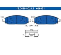 ATE 13.0460-8021.2 Kit pastiglie freno, Freno a disco per JEEP