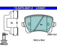 Set di pastiglie freno, freno a disco ATE Ceramic 13.0470-2621.2