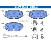 ATE 13.0470-2643.2 Kit pastiglie freno, Freno a disco per AUDI,CUPRA,FORD,SKODA,