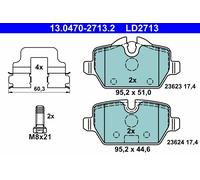 Set di pastiglie freno ATE 13.0470-2713.2, posteriore, Keramik