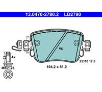 ATE 13.0470-2790.2 Kit pastiglie freno, Freno a disco per AUDI,SEAT,SKODA,VW