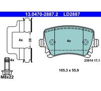 ATE 13.0470-2887.2 Kit pastiglie freno, Freno a disco per AUDI,SEAT,SKODA,VW