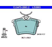 ATE 13.0470-2893.2 Kit pastiglie freno, Freno a disco per CITROËN,PEUGEOT