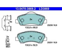 ATE 13.0470-3869.2 Kit pastiglie freno, Freno a disco per PEUGEOT