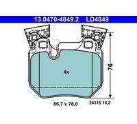 ATE 13.0470-4849.2 Kit pastiglie freno, Freno a disco per BMW