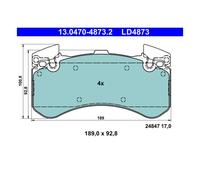 ATE 13.0470-4873.2 Pastiglie Freno Anteriore per Audi A6
