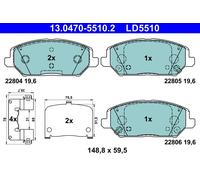 ATE 13.0470-5510.2 Kit pastiglie freno, Freno a disco per HYUNDAI,KIA