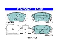 Set di pastiglie freno ATE 13.0470-5647.2, anteriore, Ceramica