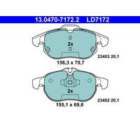 Set di pastiglie freno ATE 13.0470-7172.2, anteriore, Ceramica