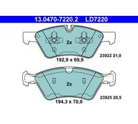 ATE 13.0470-7220.2 Kit pastiglie freno, Freno a disco per MERCEDES-BENZ