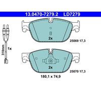 ATE 13.0470-7279.2 Kit pastiglie freno, Freno a disco per CITROËN,DS,PEUGEOT
