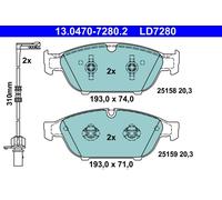 ATE 13.0470-7280.2 Kit pastiglie freno, Freno a disco per AUDI