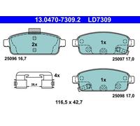 ATE 13.0470-7309.2 Kit pastiglie freno, Freno a disco per OPEL,VAUXHALL