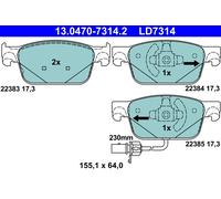 Set di pastiglie freno ATE 13.0470-7314.2, anteriore, Ceramica