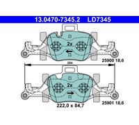 Pastiglie freno 13.0470-7345.2 ATE per BMW 5 5 Touring X3 3 3 Touring 4 Coupé X4