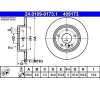 ATE Dischi Freno 24.0109-0173.1 Freni a Disco,Dischi Dei Freni MERCEDES-BENZ,Classe A (W176),Classe B (W246, W242)