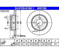 ATE Disco freno 24.0109-0186.1 - posteriore pieno per SUZUKI SWIFT V (AZ) 1.0 2017- 1 pezzo