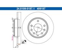 ATE 24.0109-0187.1 Disco freno per MAZDA
