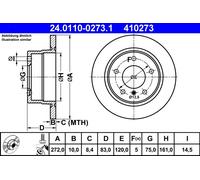 ATE 24.0110-0273.1 Discofreno BMW