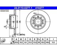 ATE 24.0110-0277.1 Discofreno AUDI VW SEAT SKODA