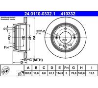 ATE 24.0110-0332.1 Disco freno per HYUNDAI,KIA