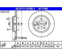 ATE 24.0111-0169.1 Disco freno per TOYOTA