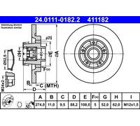 ATE 24.0111-0182.2 Disco freno per MERCEDES-BENZ,RENAULT