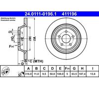 ATE 24.0111-0196.1 Disco freno per FORD,FORD USA