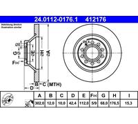 ATE 24.0112-0176.1 Discofreno AUDI