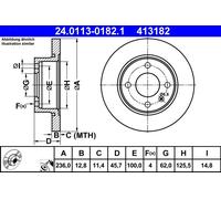 Disco freno ATE 24.0113-0182.1 anteriore, pieno, 1 Pezzo