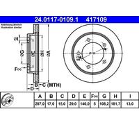 2x Disco freno ventilato 24.0117-0109.1 ATE per SUZUKI GRAND VITARA I