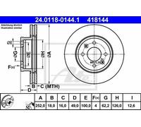 ATE 24.0118-0144.1 - Disco freno singolo anteriore ventilato 418144