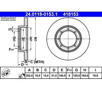 ATE 24.0118-0153.1 Disco freno per NISSAN,OPEL,RENAULT,VAUXHALL