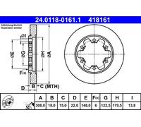 ATE 24.0118-0161.1 Disco freno per FORD