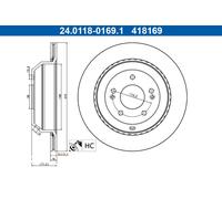 ATE 24.0118-0169.1 Disco freno per KIA