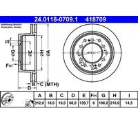 Disco freno ATE 24.0118-0709.1 posteriore, ventilato, 1 Pezzo