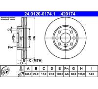 ATE 24.0120-0174.1 Disco freno per OPEL,VAUXHALL