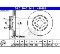 Disco freno ATE 24.0120-0184.1 anteriore, ventilato, 1 Pezzo