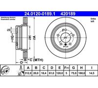 ATE 24.0120-0189.1 Disco freno per BMW