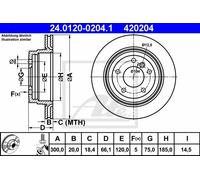 ATE disco freno 24.0120-0204.1 ventilato diametro 300 spessore 20 mm 5 fori