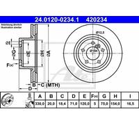 Disco freno ATE 24.0120-0234.1 posteriore, ventilato, altamente carbonizzato, 1 Pezzo